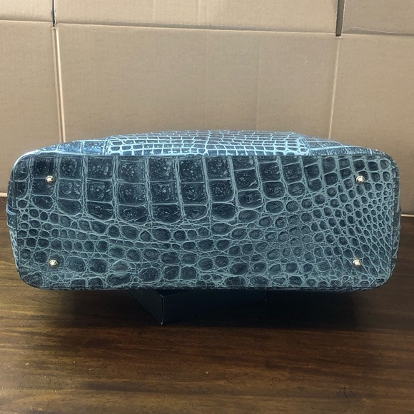 BRAHMIN Misha Obsidian Veil Crocodile Leather Shoulder Bag Top Zip Closure NWT - Picture 16 of 17